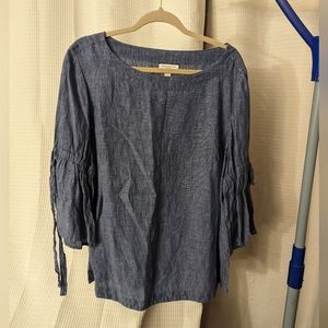 2x Charter Club chambray 100% linen blouse